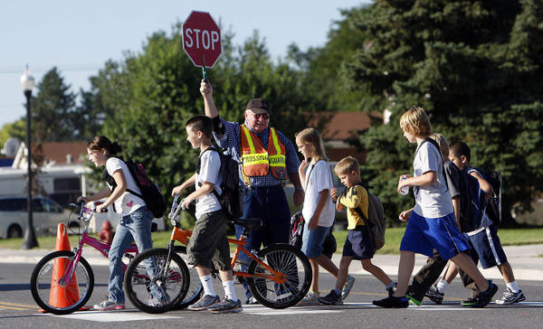 Photograph of kids in crosswalk