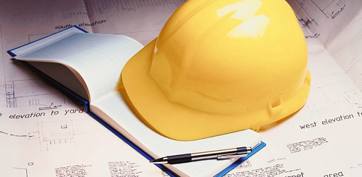 Image of hard hat and plans