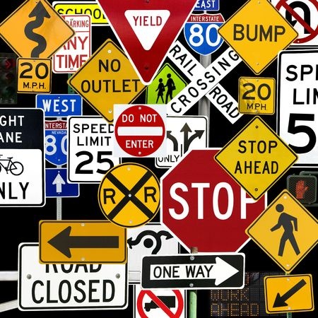 Image of a variety of traffic signs